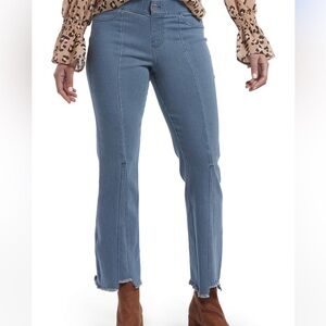 HUE Denim Cropped Flare Skimmer Leggings Pants in Stonewash